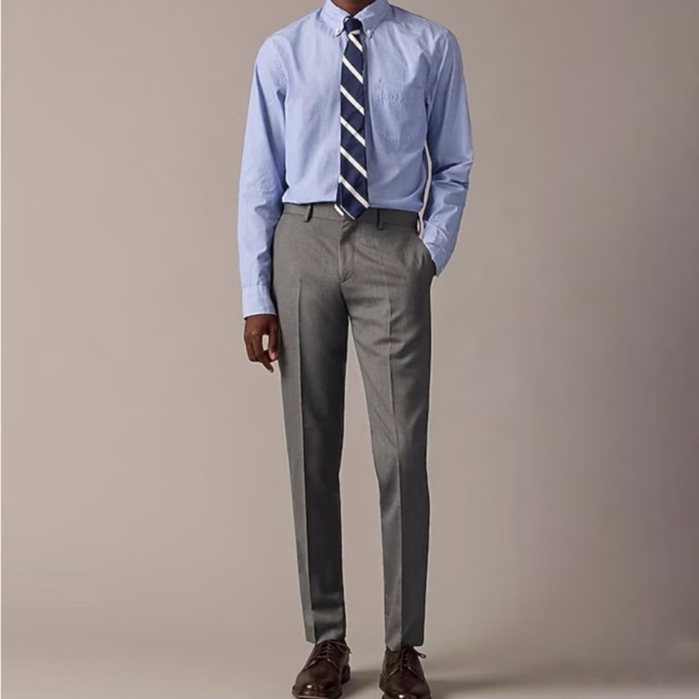 J. Crew Ludlow Slim Trousers Size 32x32 Gray 100% Wool Dress Pants Italy